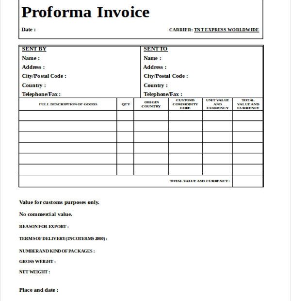 Invoice Blank Form Free Printable Printable Forms Free Online