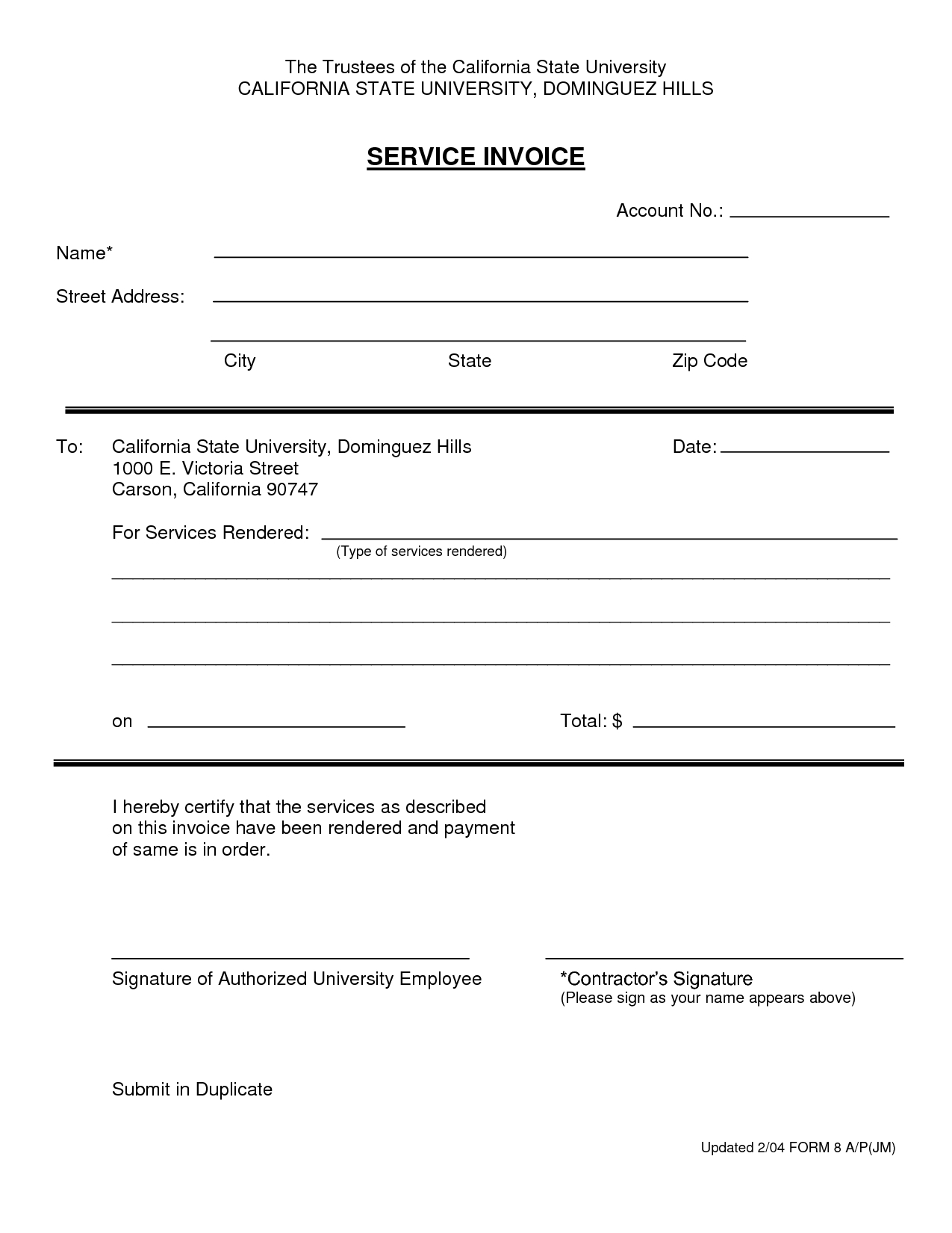 Invoice For Services Rendered Invoice Template Ideas