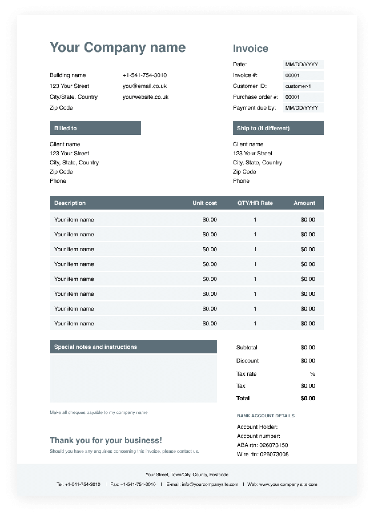 Invoice Format Free Download Invoice