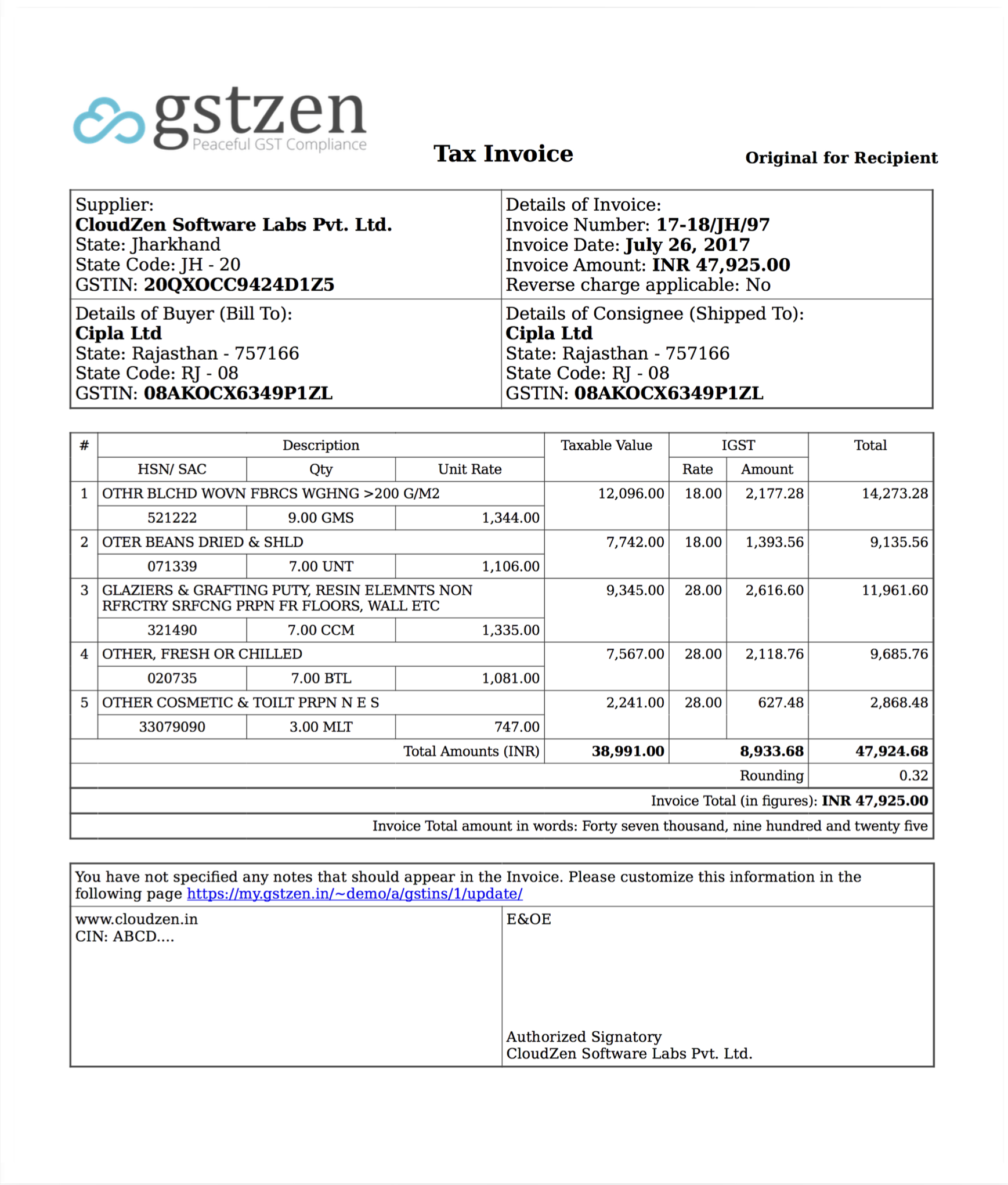 Invoice Format Of Gst Cards Design Templates Riset