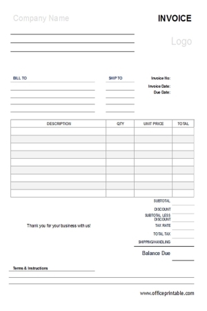 Invoice Printables Www officeprintable