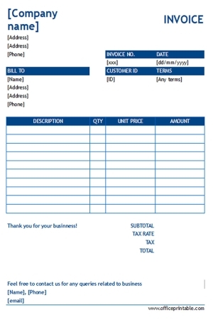 Invoice Printables Www officeprintable
