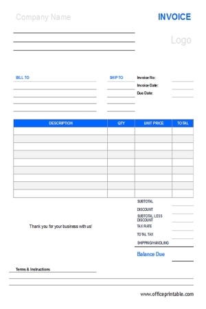 Invoice Printables Www officeprintable