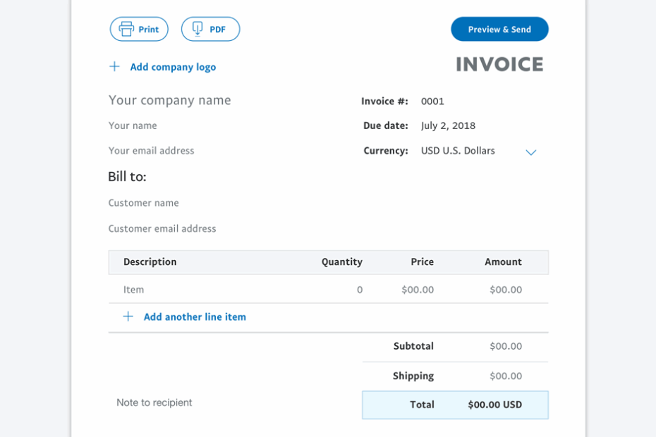 Invoice Template Free Invoice Generator PayPal