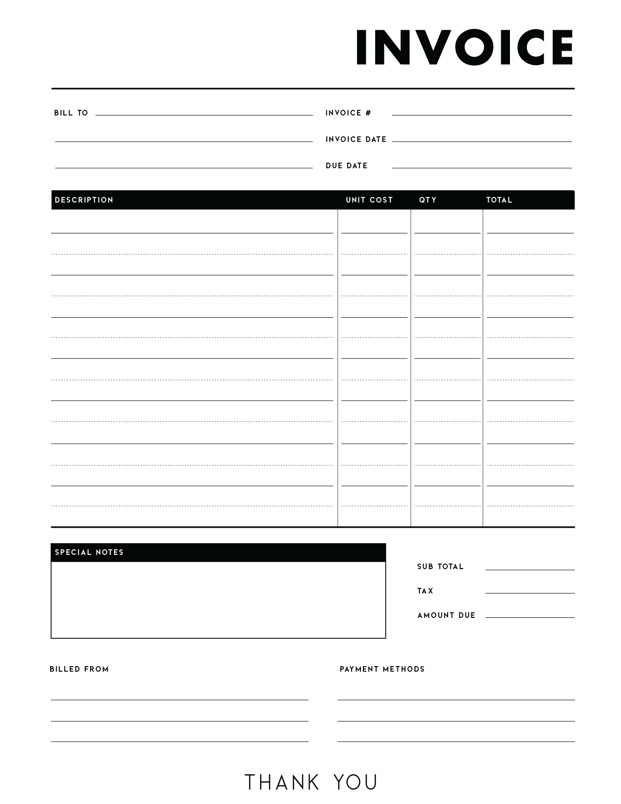 Invoice Template Free Printable FREE Printables Invoice Template Free Printable FREE Printables