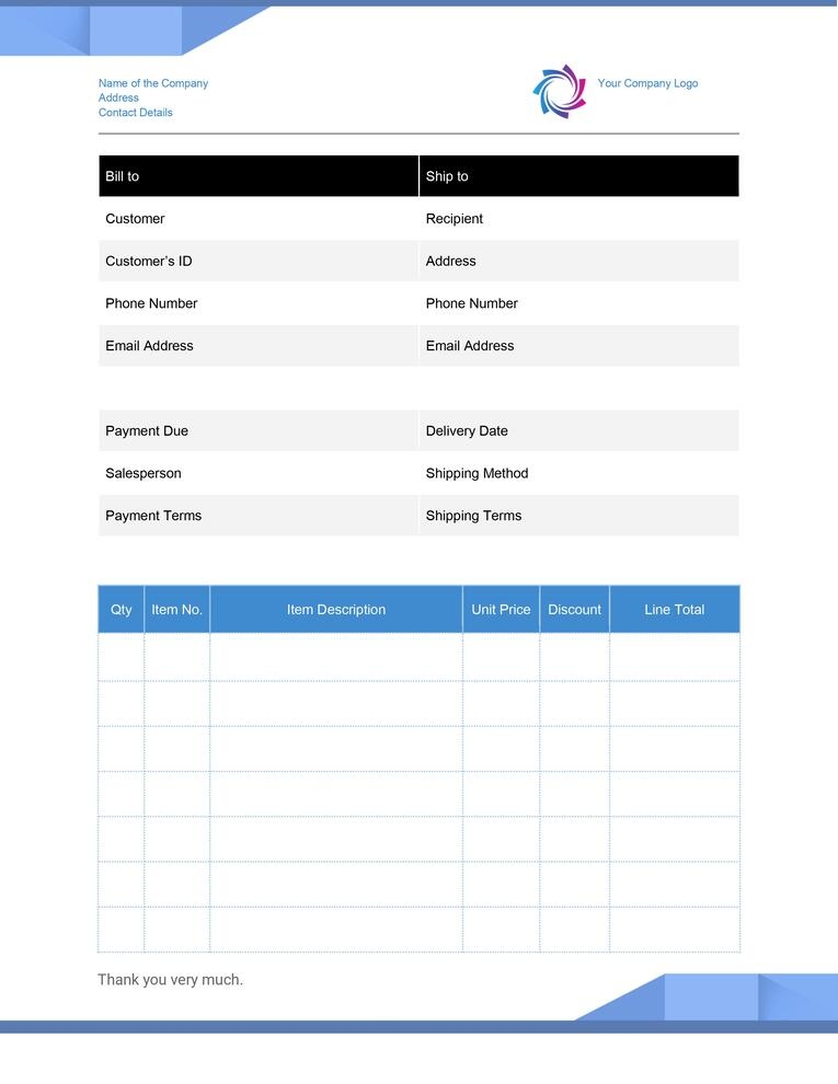 Invoice Template In Word Format