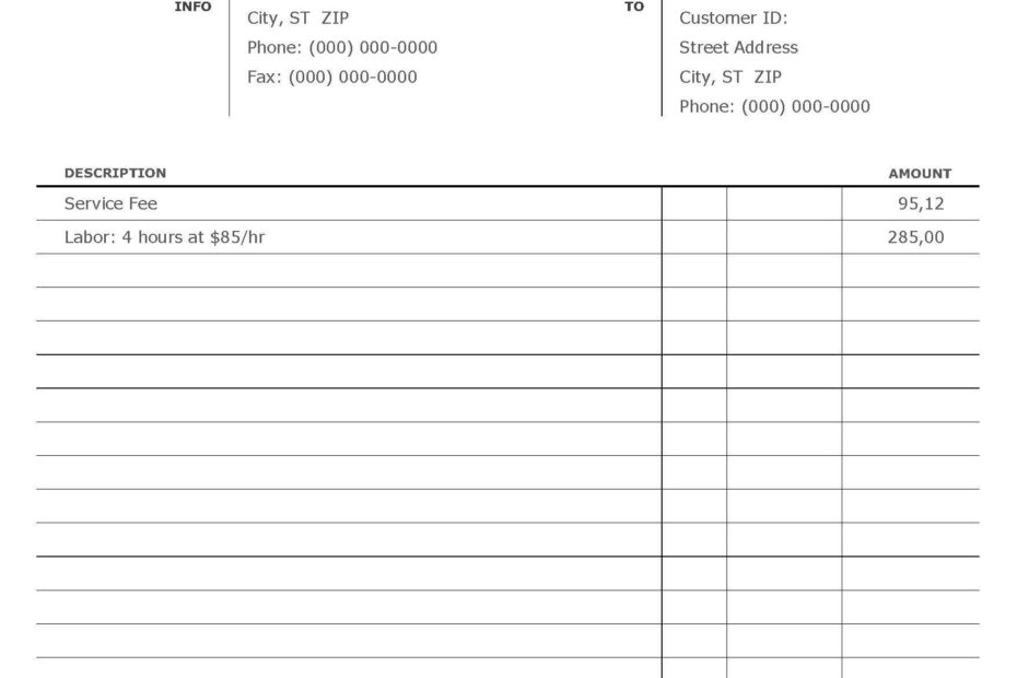 Invoice Template Printable Free Ummeva
