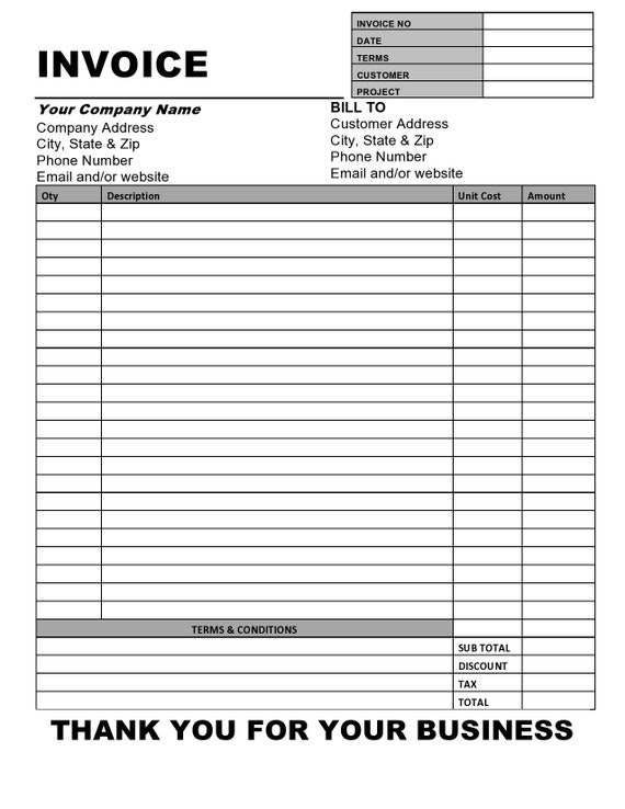 Invoice Template Printable Invoice Business Form 43 OFF