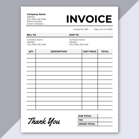 Invoice Template Printable Invoice Business Form 43 OFF