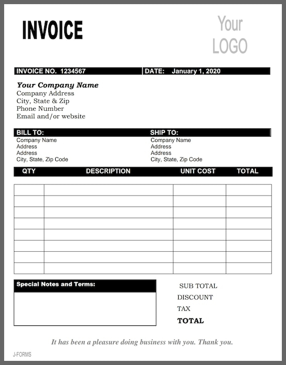 Invoice Template Printable Invoice Business Form Editable Invoice Invoice Template Printable Invoice Business Form Editable Invoice