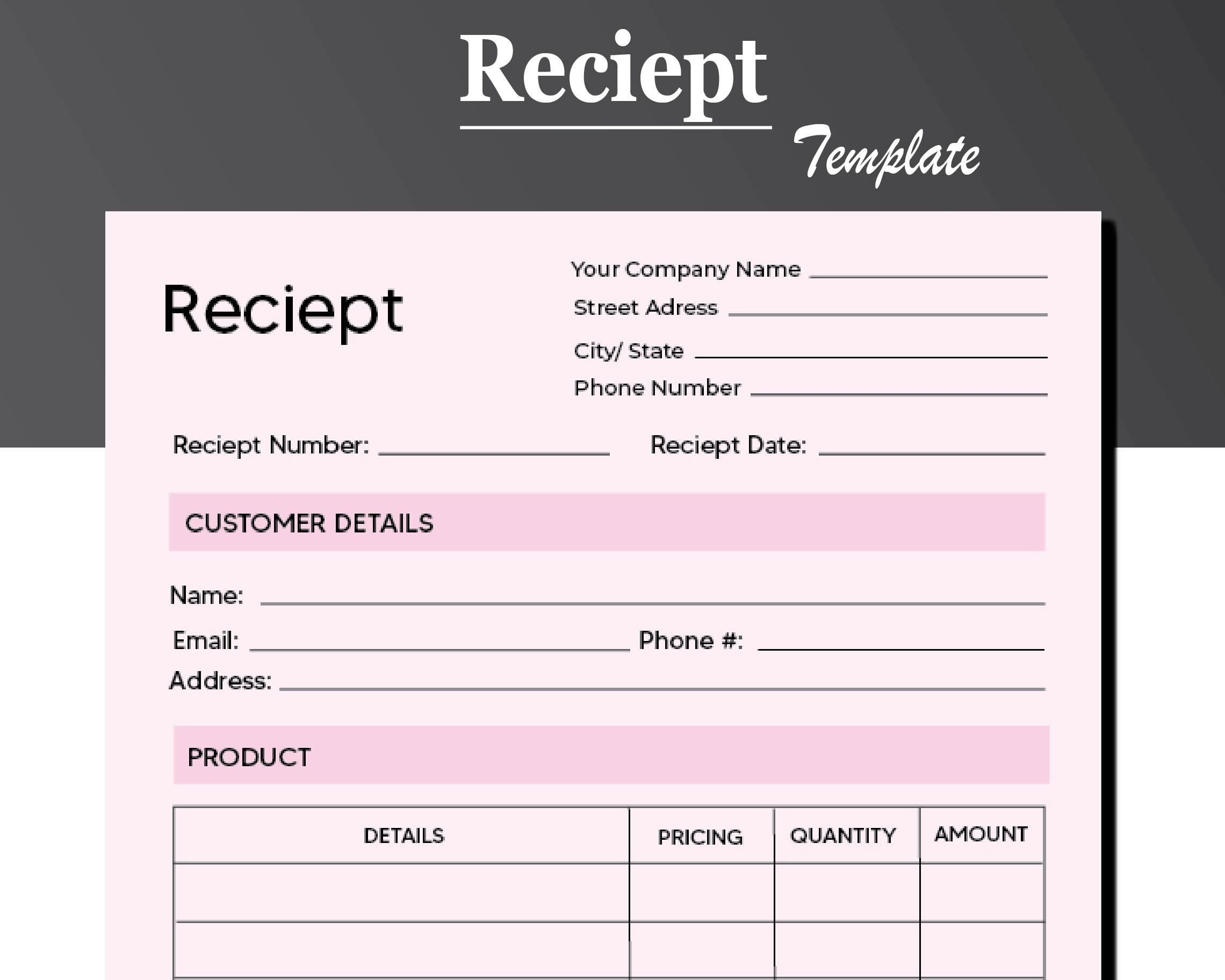 Invoice Template Receipt Template Invoice Template For Etsy The Best 