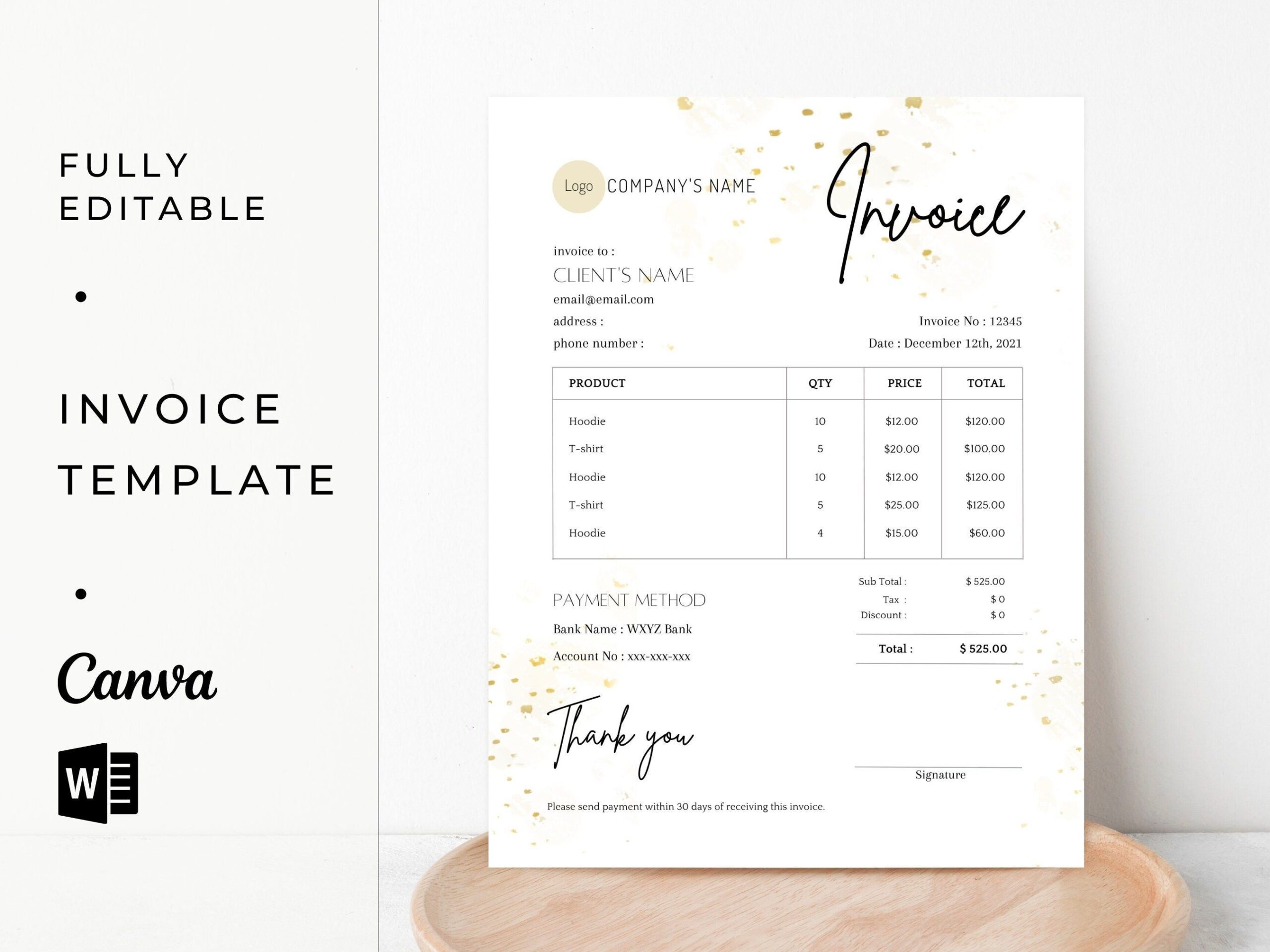 Invoice Templets Editable Pdf Invoice Printable Custom Invoice Templet 