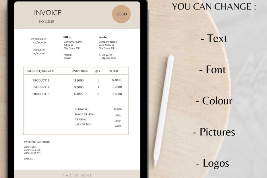 Invoice Templets Editable Pdf Invoice Printable Custom Invoice Templet