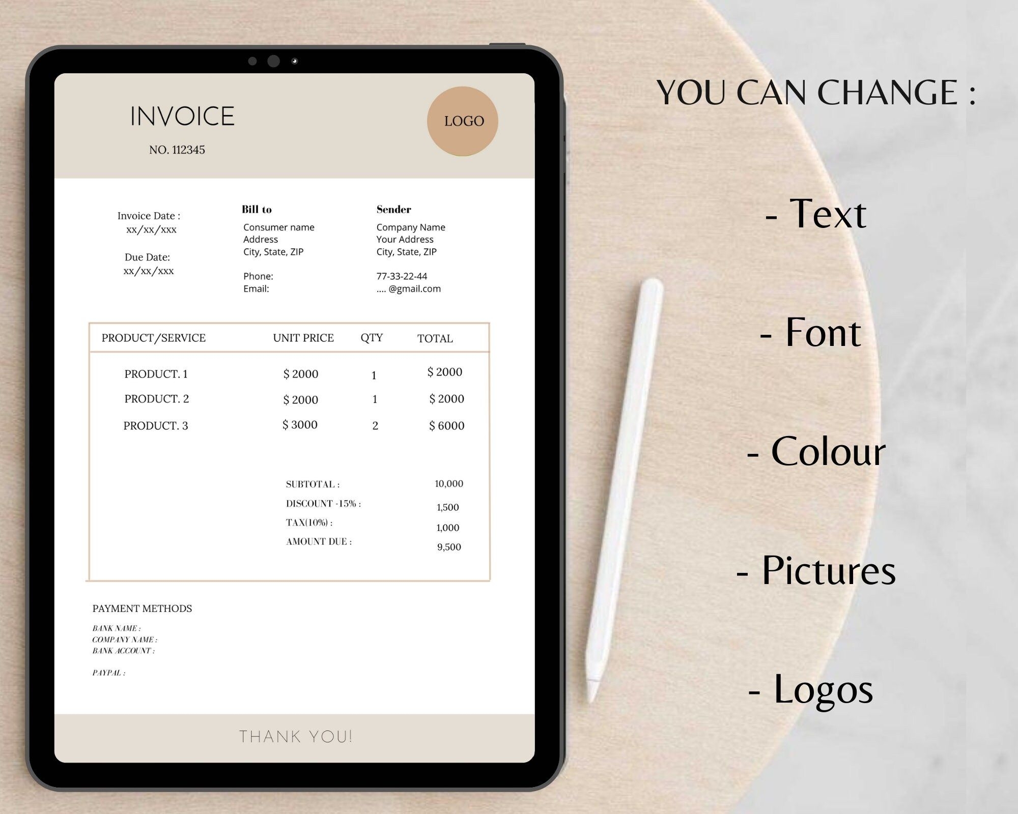Invoice Templets Editable Pdf Invoice Printable Custom Invoice Templet 
