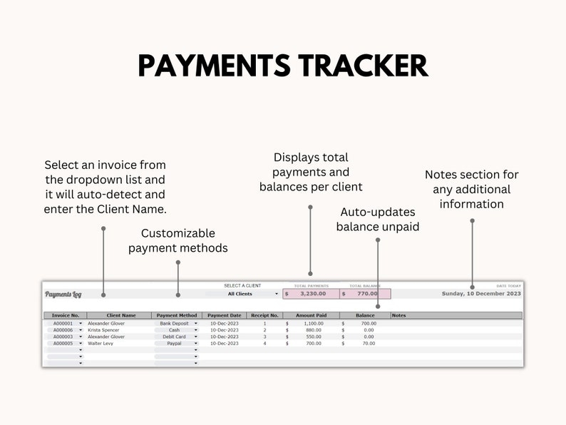 Invoice Tracker Printable Invoice Template Payment Tracker Business 