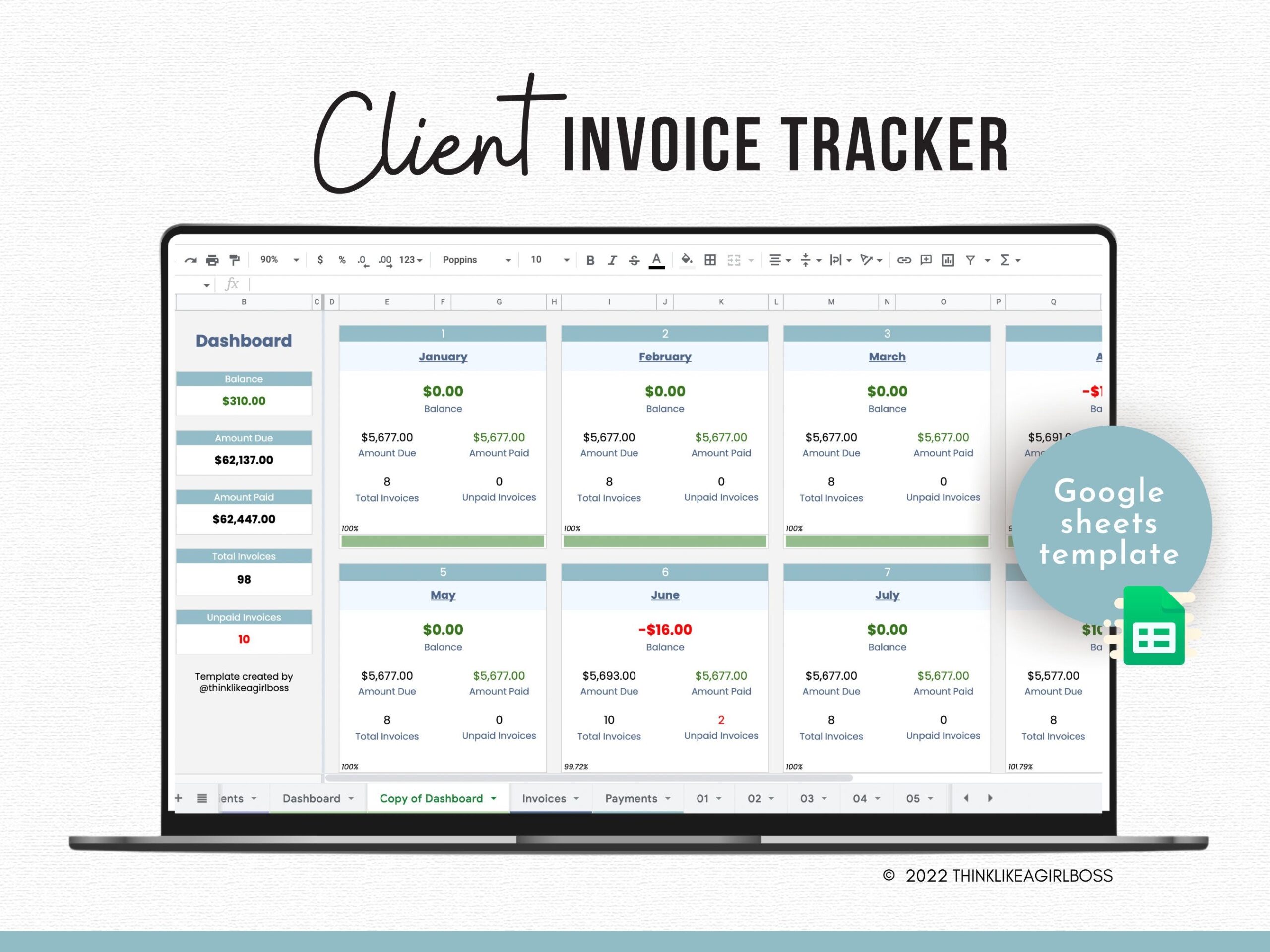 Invoice Tracker Spreadsheet Invoice Manager Google Sheets Template 