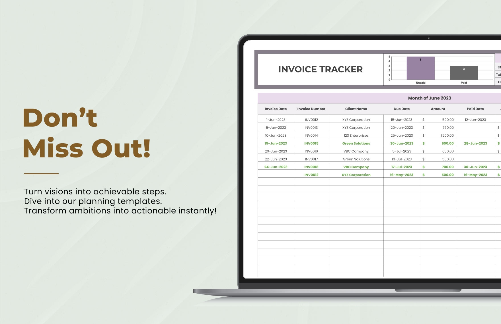 Invoice Tracker Template In Excel Google Sheets Download Template