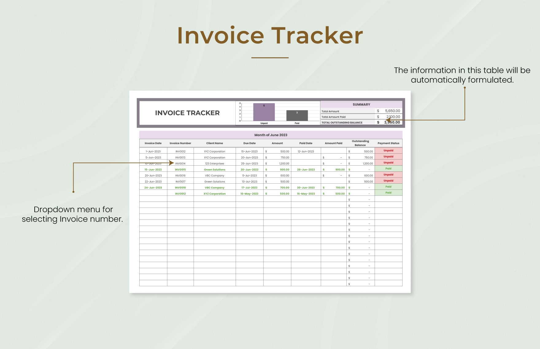 Invoice Tracker Template In Excel Google Sheets Download Template