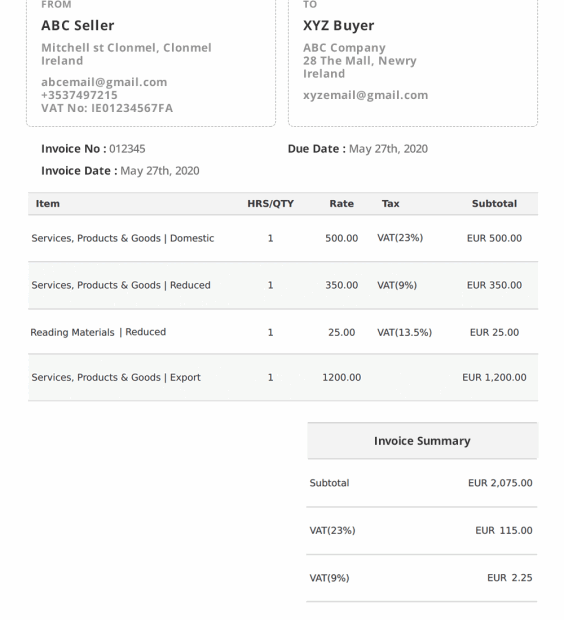 Ireland Invoice Template Free Invoice Generator