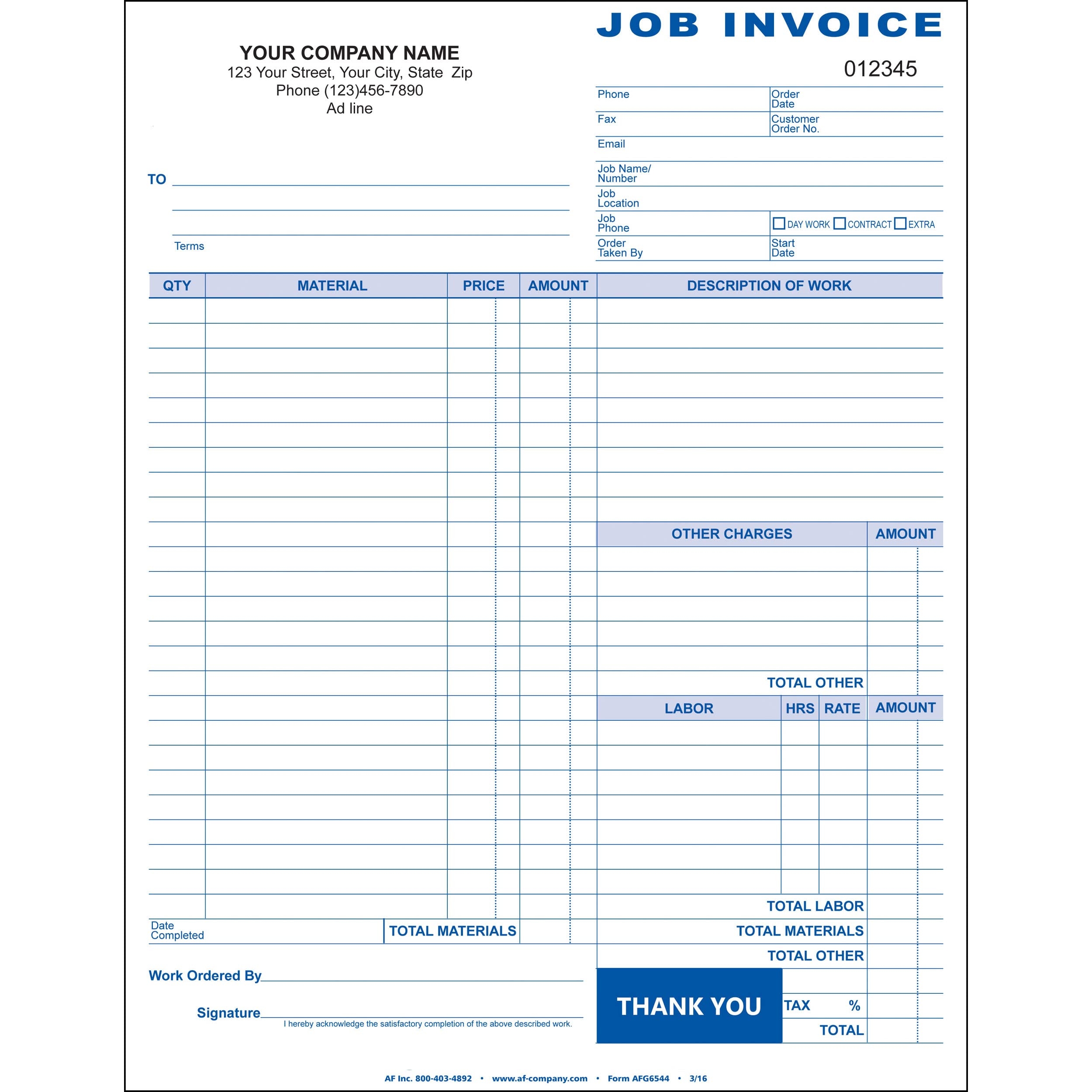 Job Invoice Large Form DesignsnPrint Worksheets Library