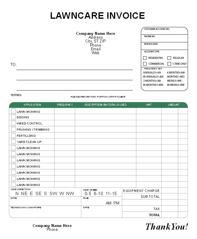 Lawn care invoice examples Db excel