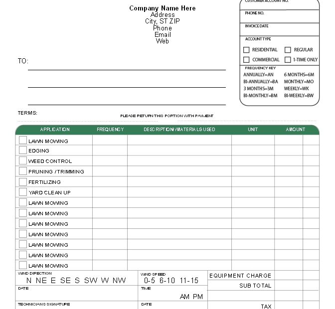 Lawn care invoice examples Db excel
