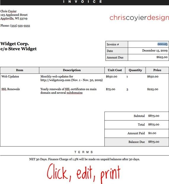 Make An Editable Printable HTML Invoice CSS Tricks Email Templates
