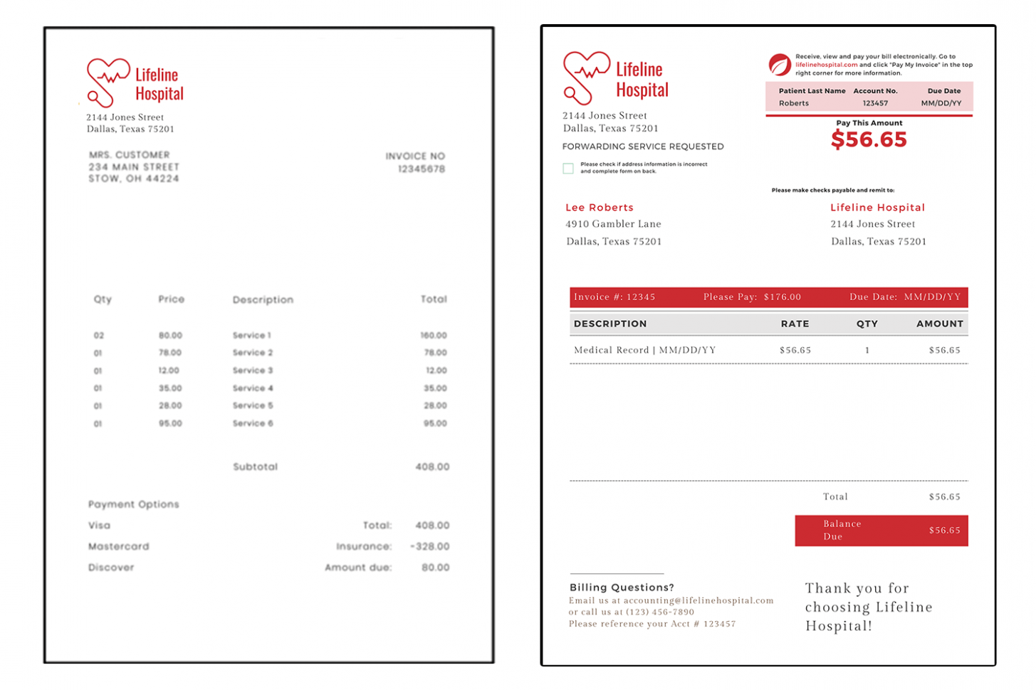Medical Records Fee Invoice Template