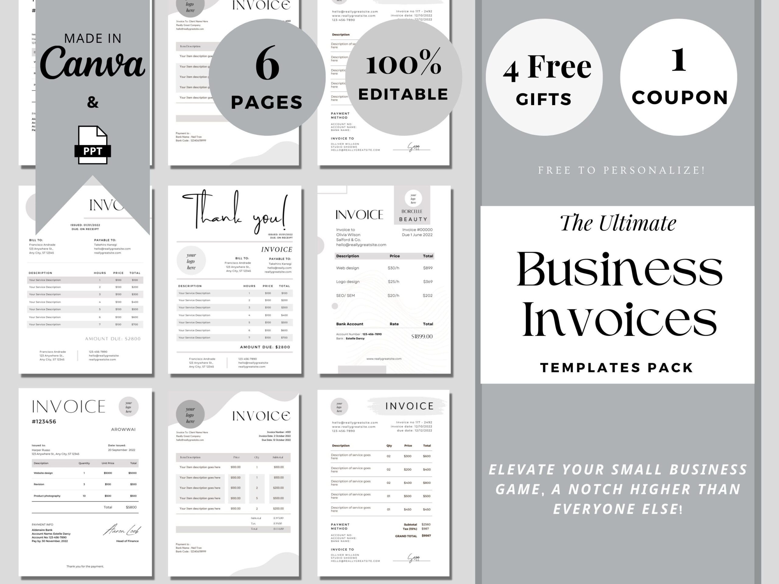 Minimalist Invoice Template Simple Printable Invoice Small Business 