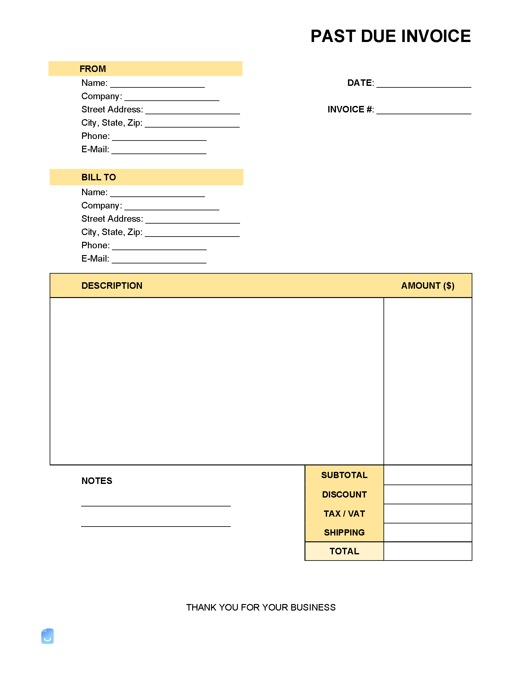 Past Due Invoice Template Invoice Maker
