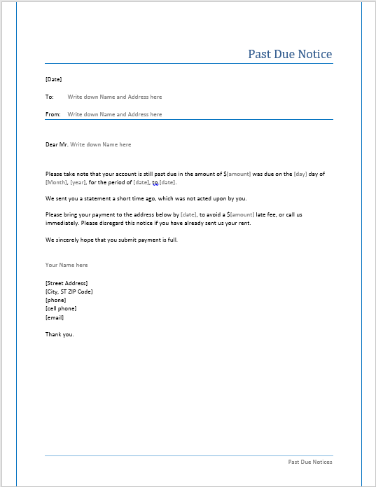Past Due Invoice Template Invoice