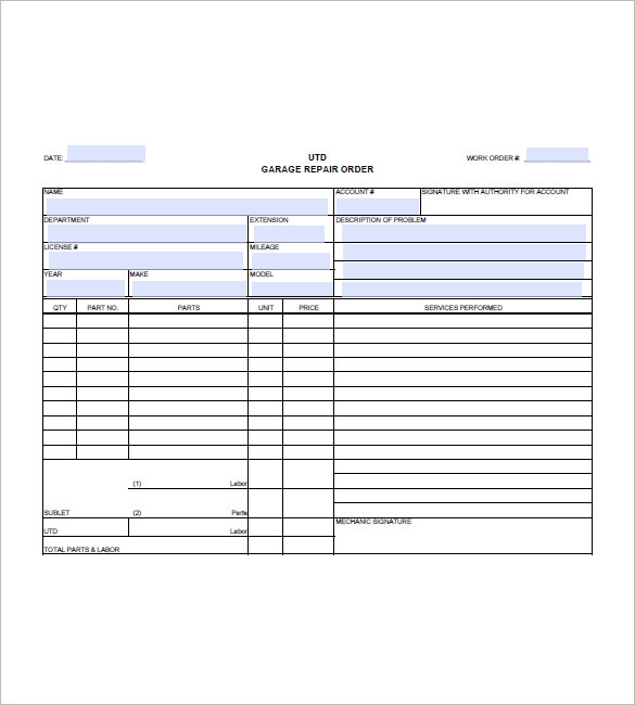 Pdf Free Printable Auto Repair Invoice Template Printable Templates