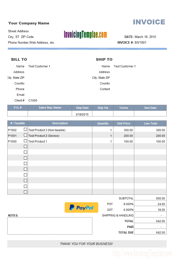 Pdf Invoice With Paypal Button For Paypal Invoice Template Db excel