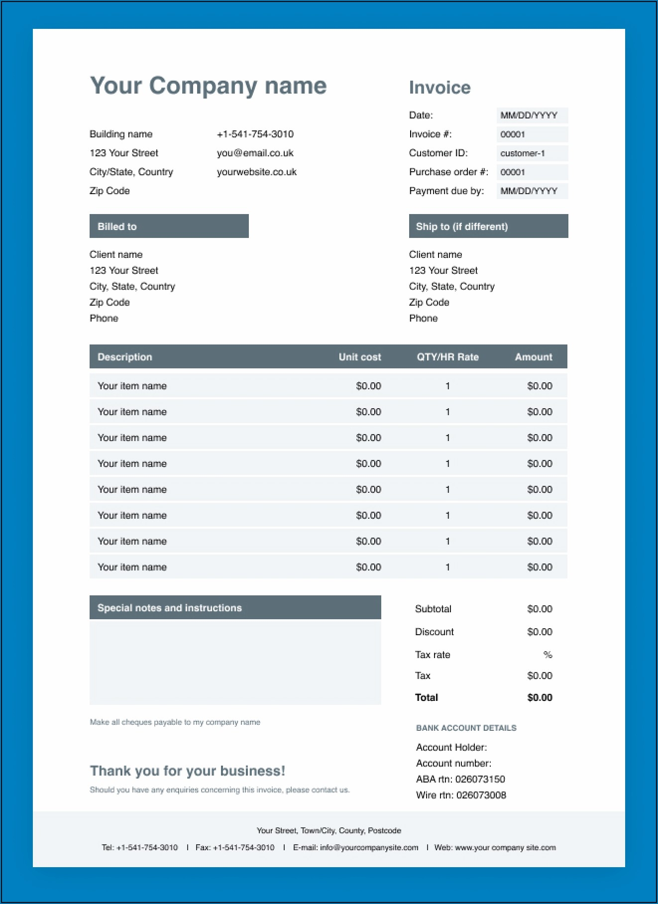 Pdf Printable Fillable Invoice Template Invoice Template T Bilarasa