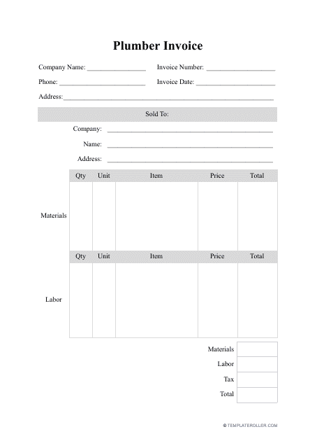 Plumber Invoice Template Fill Out Sign Online And Download PDF 