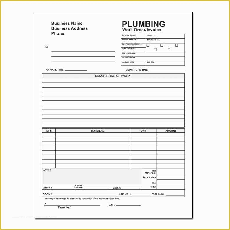 Plumbing Work Order Template Free Of 5 Plumbing Invoice Examples In 