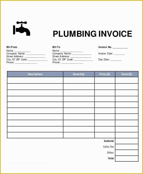 Plumbing Work Order Template Free Of Sample Plumbing Invoice 7 Examples 