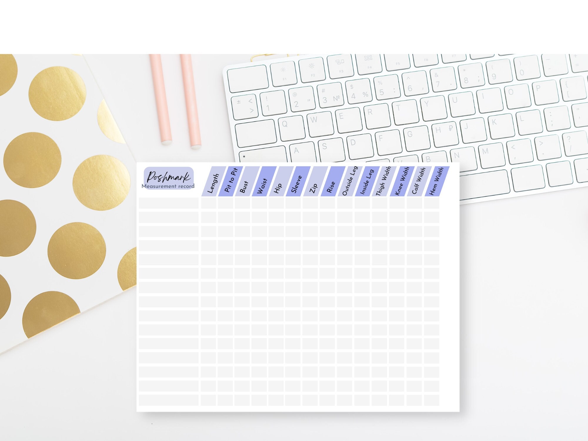 Poshmark Printable Measurement Form Record Of Measurements Reseller 