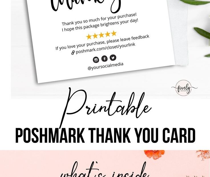 Poshmark Thank You Cards Template Printable Poshmark Thank Etsy