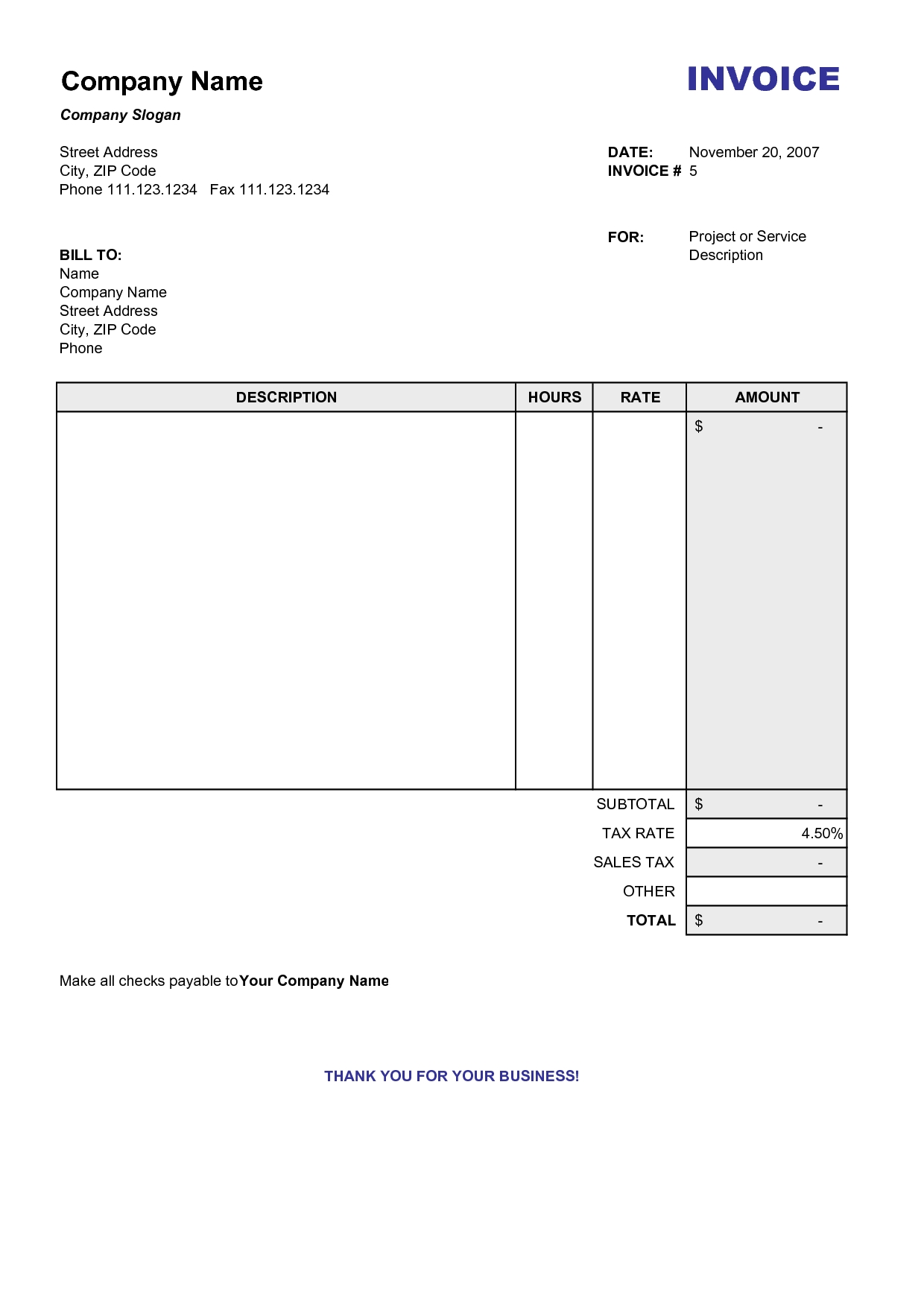 Printable Billing Invoice Shop Fresh