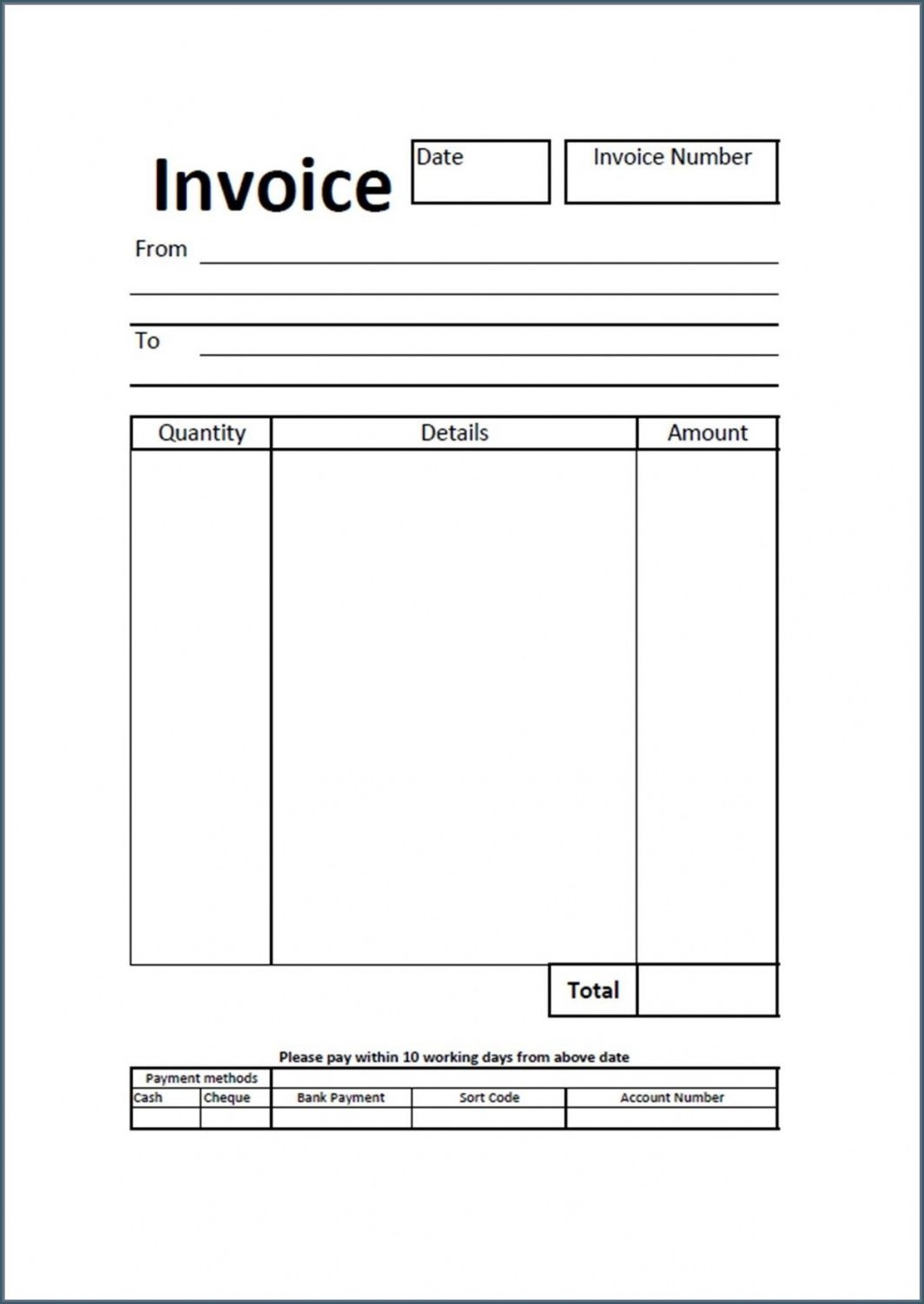 Printable Blank Invoice Forms Pdf Printable Forms Free Online