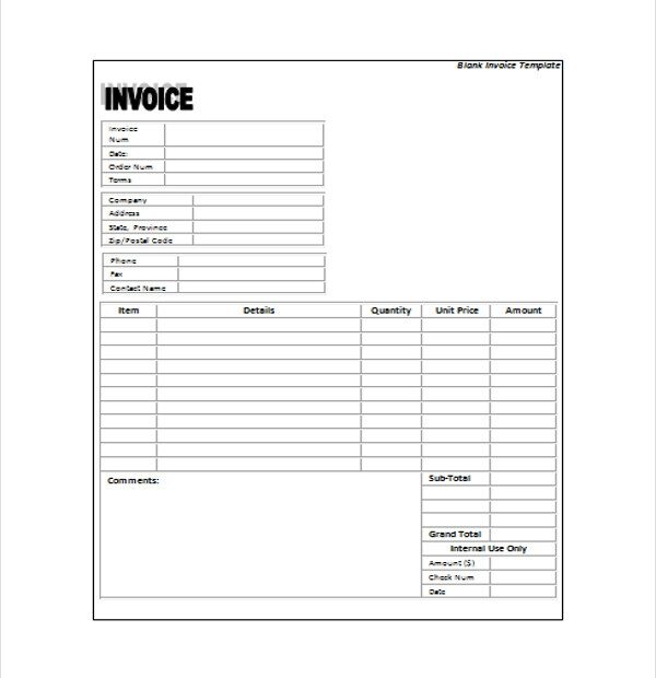 Printable Blank Invoice Sheet Printable New Year Banners