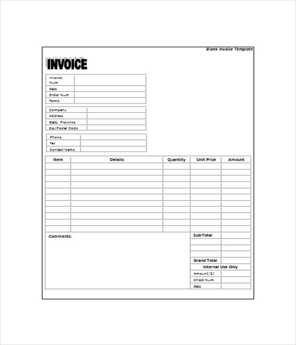 Printable Blank Invoice Sheet Printable New Year Banners