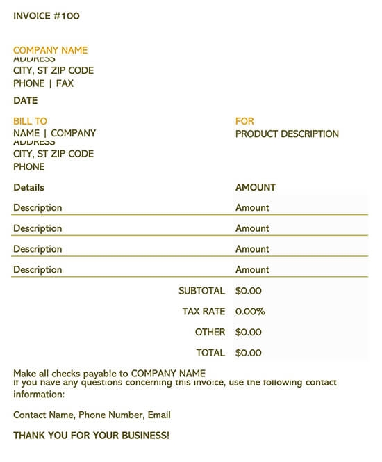 Printable Blank Invoice Template Free Libreoffice Europeanpag