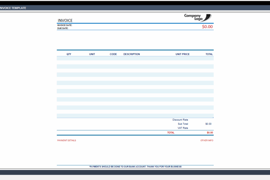 Printable Blank Invoice Template Free Template