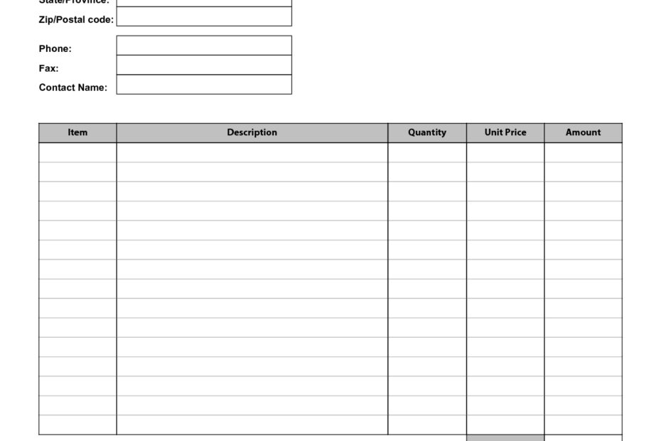 Printable Blank Invoices Template Business PSD Excel Word PDF