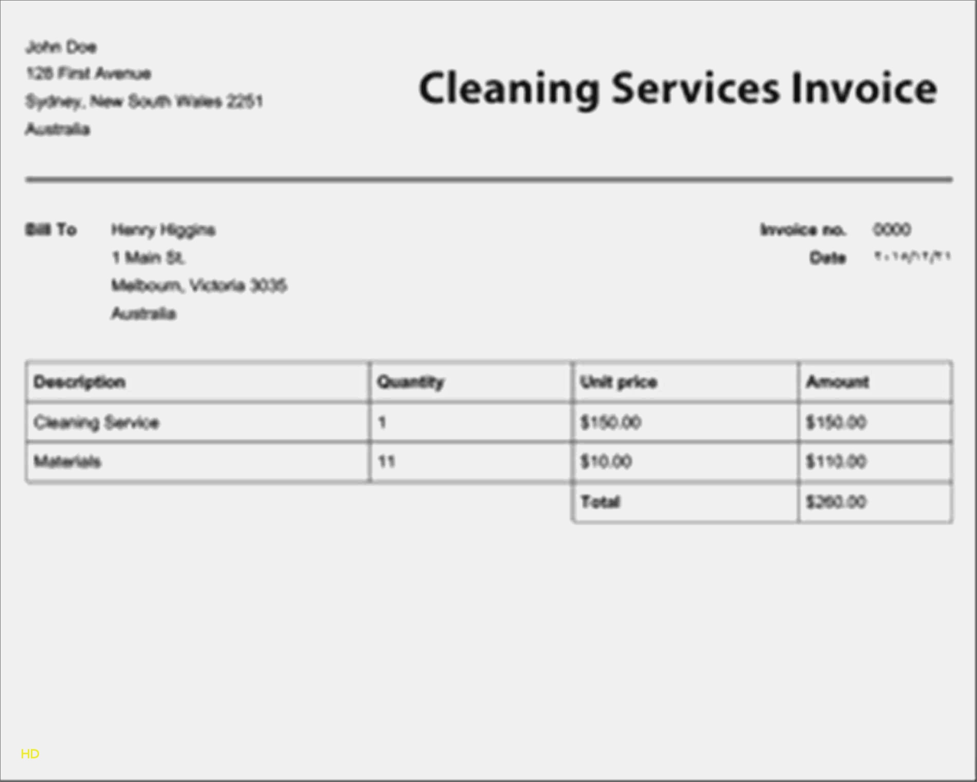 Printable Cleaning Service Invoice Restaurant Interior Design To 