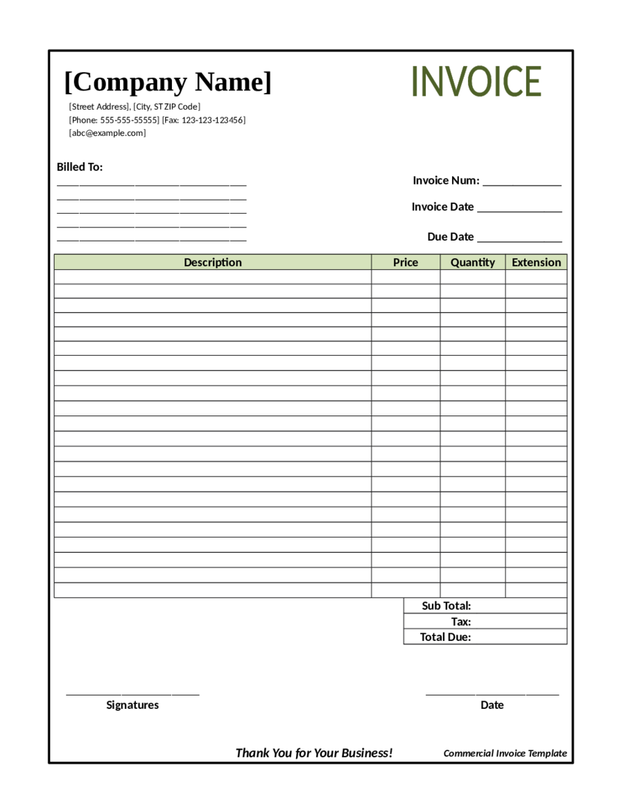Printable Downloadable Blank Invoice Template Printable Templates Free