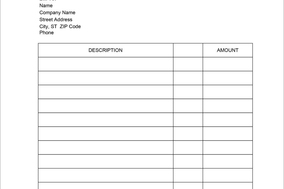 Printable Downloadable Simple Invoice Template Printable Templates