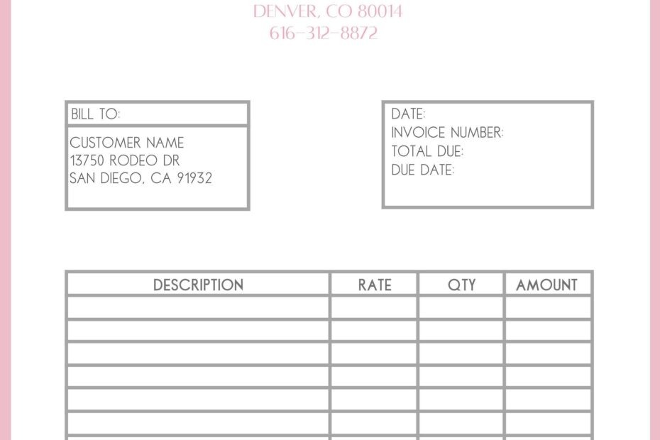 Printable Editable Invoice Template